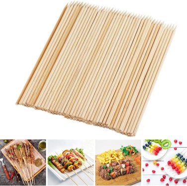 LAVISH Natural Bamboo Skewers, 100-Pack, 12-Inch Wooden Sticks for BBQ, Grilling, Kabobs, Fruit, Appetizers, Cocktail, Chocolate Fountain &amp; Crafts