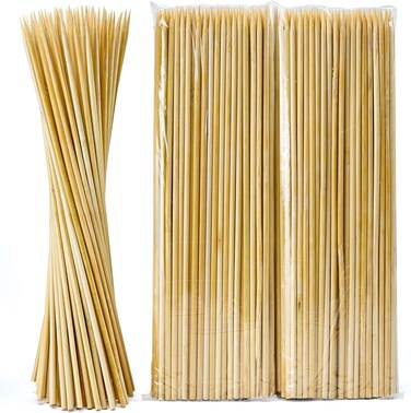 LAVISH Natural Bamboo Skewers, 200-Pack, 6-Inch Wooden Sticks for BBQ, Grilling, Kabobs, Fruit, Appetizers, Cocktail, Chocolate Fountain &amp; Crafts