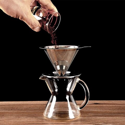 LAVISH  Paperless Pour Over Coffee Maker, 188 (304) Stainless Steel Reusable Drip Cone Coffee Filter, Single Cup Coffee Brewer