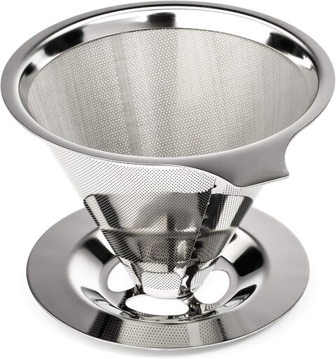 LAVISH  Paperless Pour Over Coffee Maker, 188 (304) Stainless Steel Reusable Drip Cone Coffee Filter, Single Cup Coffee Brewer