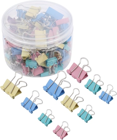 LAVISH 40 Pack Multicolor Binder Paper Clips Size 19mm Fold Clamp Clips, Office Clips