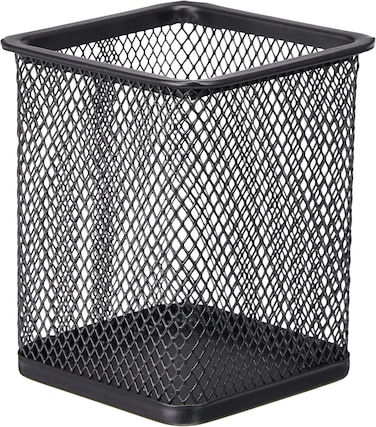LAVISH Square Pen Holder   1 Pack Black Mesh Pencil Cups for Desk Organizer   Office, Home &amp; School Use &ndash; Durable Metal