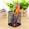 LAVISH 4-Pack Square Pen Cup   Black Mesh Pencil Holders for Office Desk, Home &amp; School   Durable Organizer