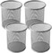 LAVISH 4-Pack Round Pen Cup   Silver Mesh Pencil Holders for Office Desk, Home &amp; School   Durable Organizer