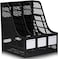 LAVISH Black Desk Organizer   3-Compartment Magazine Rack File Holder   Plastic Desktop Literature Sorter for Office, School &amp; Home Use
