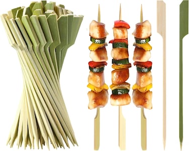 LAVISH 100 PCS Natural Bamboo Cocktail Picks,  [9 CM/3.5 Inch]  Paddle Skewers for Appetizers, BBQ, Fruit, Sandwiches &ndash; Fancy Wooden Toothpicks for Home, Office Restaurant &amp; Events