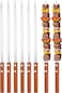 LAVISH 6 Pcs BBQ Skewers Set, Turkish Skewers with Wooden Handle, Stainless Steel Kebab Skewers, for Koobideh Kebab, Turkish Style BBQ