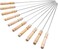 LAVISH BBQ Skewers, 40 cm Stainless Steel Kebab Skewer with Wooden Handle for Roasting Barbecue Grilling Camping Bonfire, 12 Pieces