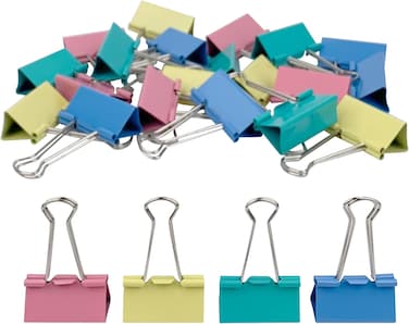 LAVISH 12 Pack Multicolor Binder Paper Clips Size 51mm Fold Clamp Clips, Office Clips