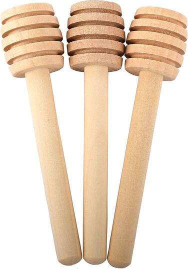 LAVISH Wooden Honey Dipper Sticks   Eco-Friendly Honey Drizzlers   Natural Wooden Honey Spoons, For Wedding Favors, Thanksgiving &amp; Christmas Party Supplies (10CM-3 PACK)