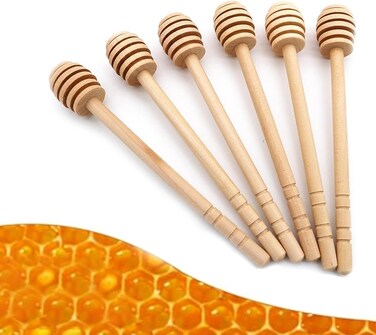 LAVISH Wooden Honey Dipper Sticks   Eco-Friendly Honey Drizzlers   Natural Wooden Honey Spoons, For Wedding Favors, Thanksgiving &amp; Christmas Party Supplies (16CM-3 PACK)