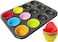 LAVISH Non-Stick Carbon Steel Muffin Pan &ndash; 12-Cup Cupcake Baking Tray with Random Color Silicon Cupcake Liners