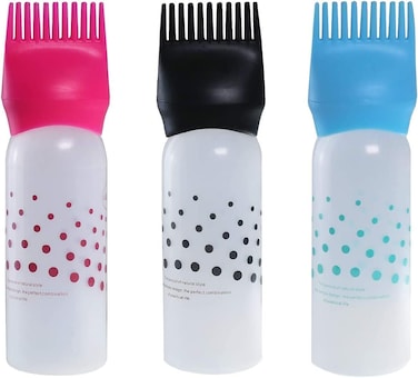 LAVISH 3Pcs 6Oz Hair Color Oiling Bottles Root Comb Squeeze Applicator Bottles With Dots For Hair Coloring Dye Hair Oiling Care,Hair Bleach