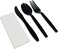 LAVISH 50 Count Wrapped Plastic Utensils Set &ndash; Disposable Black Forks, Spoons, Knives with Napkin &ndash; Ideal for Parties, Outdoor Events, Office, Lunches, BBQs