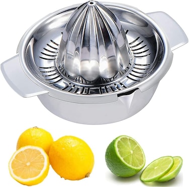LAVISH Stainless Steel Citrus Juicer &ndash; Manual Lemon &amp; Orange Squeezer with Strainer &amp; 12 OZ Bowl, Heavy-Duty Hand Press