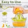 Lavish 4-in-1 Manual Citrus Juicer Set with Measuring Cup, Stainless Steel Grater and Egg Separator, 12oz Transparent Hand Juicer for Lemon and Orange, Assorted Color