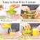 Lavish 4-in-1 Manual Citrus Juicer Set with Measuring Cup, Stainless Steel Grater and Egg Separator, 12oz Transparent Hand Juicer for Lemon and Orange, Assorted Color