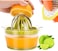 Lavish 4-in-1 Manual Citrus Juicer Set with Measuring Cup, Stainless Steel Grater and Egg Separator, 12oz Transparent Hand Juicer for Lemon and Orange, Assorted Color