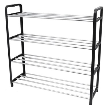 LAVISH   4-Tier Metal Shoe Rack Organizer   Sturdy Storage Shelf for Shoes, Slippers &amp; Heels   Lightweight, Compact &amp; Space-Saving Shoe Stand for Entryway, Closet, Hallway &amp; Bedroom