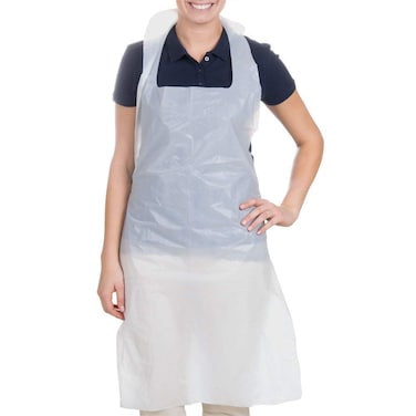 LAVISH Plastic Apron White 28 Inch (Width) X 46 Inch (Length) 100 Pieces X 10 Packets