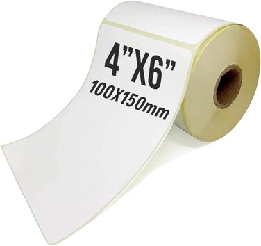 Barcode Label Sticker 4.0" &times; 6.0" (100 &times; 150 mm)Thermal Transfer Labels Roll (1 Roll) - Self Adhesive Sticky Labels, Sticker Label