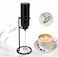 Powerful Handheld Milk Frother with Stand &ndash; Black Mini Electric Foam Maker &amp; Drink Mixer for Coffee, Cappuccino, Latte, Matcha &amp; Hot Chocolate
