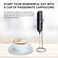 Powerful Handheld Milk Frother with Stand &ndash; Blue Mini Electric Foam Maker &amp; Drink Mixer for Coffee, Cappuccino, Latte, Matcha &amp; Hot Chocolate