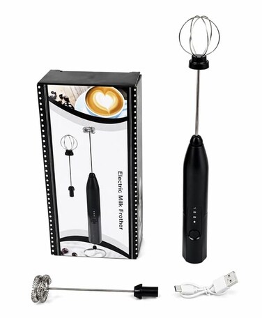 Rechargeable Milk Frother Handheld Foam Maker Stainless Whisk for Coffee Latte Cappuccino Mixer Random Color