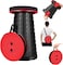 Portable Telescopic Camping Stool Foldable Outdoor Fishing Stool Black Heavy Duty Lightweight Collapsible Seat for Hiking Travel BBQ