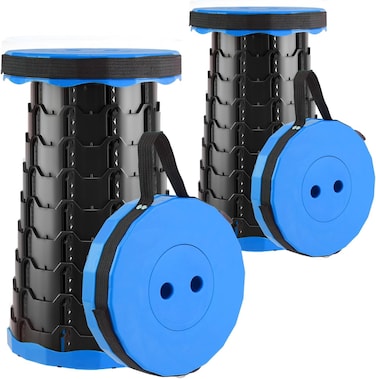 Outdoor Foldable Camping Stool Telescopic Portable Seat Blue Lightweight Strong Folding Stool for Fishing Hiking Travel Picnic BBQ