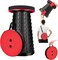 Outdoor Foldable Camping Stool Telescopic Portable Seat Red Lightweight Strong Folding Stool for Fishing Hiking Travel Picnic BBQ