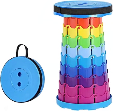 Round Rainbow Folding Stool - Portable Camping Stool   Lightweight Collapsible for Outdoor, Picnic, Beach, Travel, Hiking - Durable &amp; Compact Design