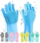Silicone Dishwashing Gloves Magic Cleaning Gloves Reusable Scrubber Gloves for Kitchen Car Bathroom and Pet Grooming Multicolor 1 Pair