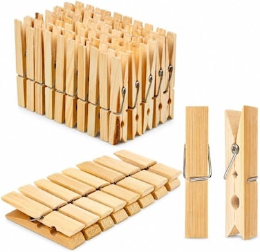 Wooden Bamboo Clothespins 20 Pcs Heavy Duty Clothes Pins Strong Grip Multipurpose Laundry Clips for Clothesline Air Drying Crafts Kitchen and Home Organization