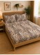 3-Piece Fitted Bedsheet Set, Zebra Print, 100% Cotton, 125 GSM, 1 Fitted Sheet + 2 Pillowcases &acirc;&euro;&ldquo; Available in King, Queen and Single Sizes