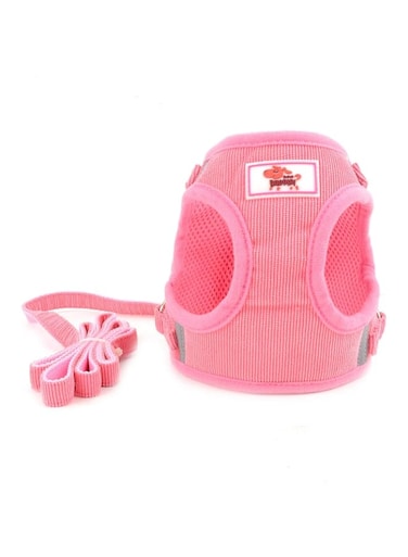Zunea No Pull Dog Harness and Leash Set for Small Sized Dogs Adjustable Reflective Puppy Boy Girl Vest Harnesses Soft Corduroy Mesh Padded Step-in Cat Harness for Pet Chihuahua Pink M
