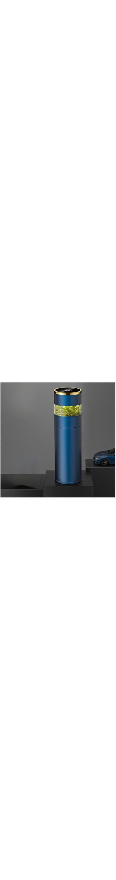 350ml Leak Proof Insulated Infuser Water Bottle with Temperature Display and Tea Strainer Loose Leaf Green Tea Fruit Infused Detox Water Brewer Flask (NAVY BLUE)