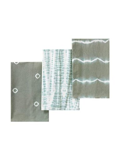 Kitchen Towels or Dish Towels for Drying Dishes, 20x26 Inches Decorative Tea Towels with Hanging Loop or Hand Towels for Farmhouse, 100% Cotton Flour Sack Towels, Set of 3, Indie Sage