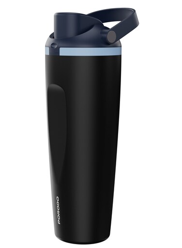 Stainless Steel Double Walled Water Bottle with 900ml Capacity / Flip Straw Lid / Vacuum Insulation - Black