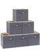 6 Pack Collapsible Storage Bins, Fabric Bins with Handles, Large Capacity Cubes for Books Toys Clothes and Sundries(Grey)