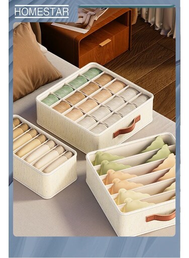 3 Sizes Clothes Storage Boxes Stackable Wardrobe Organizer Boxes for Underwear, Socks, Bra, Neckties, Pajamas, Shirt, Loungewear and ect
