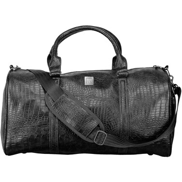Mounthood Croco   Pu Leather Duffel Bag - Black