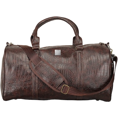 Mounthood Croco   Pu Leather Duffel Bag - Brown