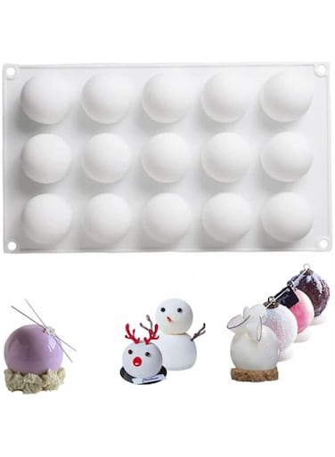 Goodern Christmas Truffle Ball Silicone Mold,Xmas Baking Candy Chocolate 3D Silicone Baking Mold for Cake Decoration Non-Stick Easy Release Christmas Dessert DIY Mini Ball Shape Mold 15 Cavities
