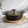 Home Cast Iron Cooking Pot with Wooden Tray - Black