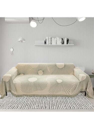 Beauenty Chenille Sofa Cover - Soft Double-Sided Couch Blanket with Fringe, Stylish and Washable Furniture Protector for Four Seasons - Sofa Cover for Couches, Sofas, and Living Room D&eacute;cor (180*180)