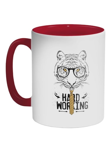 Hard Working Printed Coffee Mug Red/White/Black