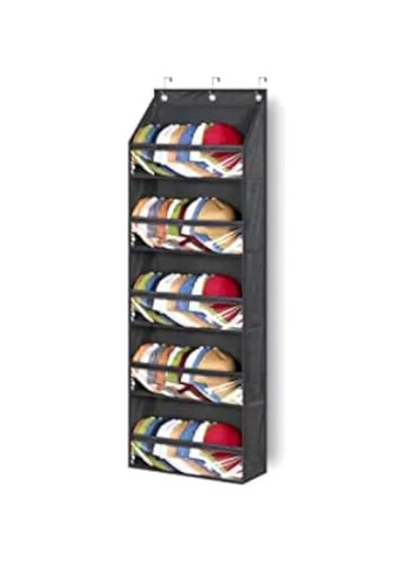 HOUSLET Over Door Hat Racks for Baseball Caps, Clear Deep Pockets Hat Organizer for Closet or Wall Hold 60 Hats Storage Holder With 3 Hooks Caps Display, QYHK027