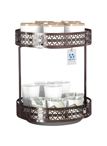 NEXA 2-Tier Lazy Susan Turntable Organizer &ndash; Durable Carbon Steel Rotating Spice Rack for Effortless Pantry, Medicine, Kitchen, Fridge, Bathroom, and Vanity Storage and Organization