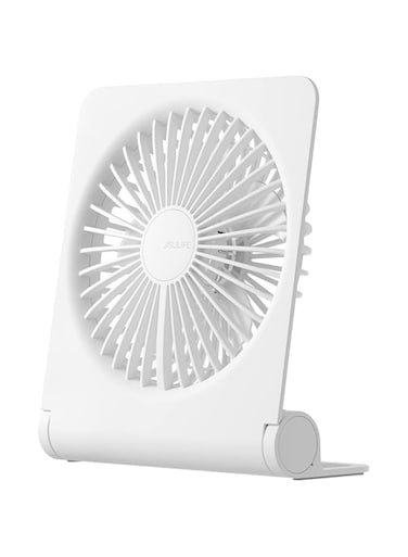 JISULIFE Small Desk Fan, Portable USB Rechargeable Fan, 160&deg; Tilt Folding Personal Mini Fan with 4500mAh Battery, Strong Wind, Ultra Quiet, 4 Speed Modes for Office, Home, Camping (White)